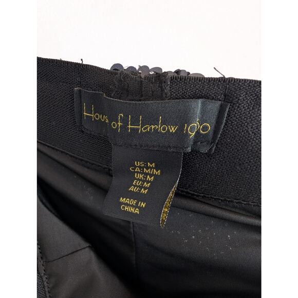 House of Harlow 1960 Sequin Pants Cropped Wide Leg Glam Party Black Size M - Picture 10 of 13
